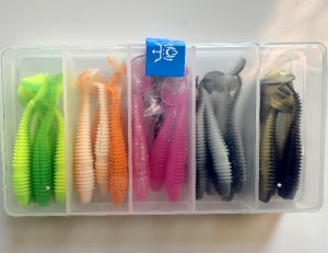 31-piece soft bait lure set with dual-color T-tail screws, artificial bait for perch and bass fishing, wholesale